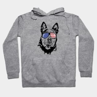 Australian Cattle Dog Blue Heeler American Flag Sunglasses Hoodie